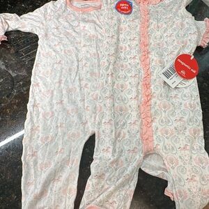 Magnetic Me Paisley Baby Onesie in Pink and White